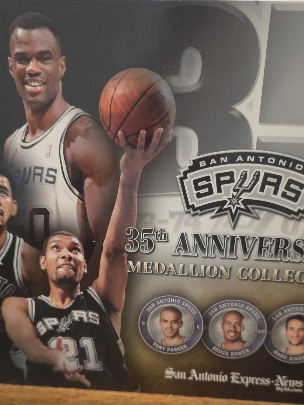 San Antonio Spurs 35th Anniversary Medallion Collection Poster - Black & Gray